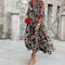 Vestido largo con flores de gasa para mujer