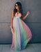 Robe longue dégradée multicolore pour femme