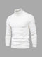 Pull blanc à col roulé pour homme en tricot côtelé