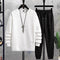 Sweat-shirt blanc et pantalon noir pour homme, ensemble casual