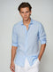 Light blue linen long-sleeve shirt for men