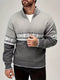 Pull à col zippé gris avec motif jacquard pour homme