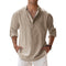 Chemise en lin beige à manches longues pour homme