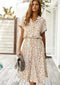 Vestido de manga corta con estampado de leopardo y botones para mujer