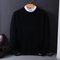 Pull noir en laine pour homme avec col rond