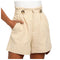 Short en Lin Beige avec Boutons pour Femme