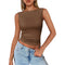 Débardeur Femme Marron Sans Manches Casual