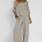 Elegant set with short-sleeve blouse and wide-leg pants – Your new must-have outfit