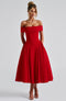 Robe Midi Évasée à Épaules Dénudées