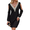 Robe Noire Femme Manches Longues Épaules Dénudées Dentelle