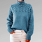 Pull en laine torsadé bleu pour femme