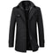 Cappotto in lana nero da uomo con collo alto e tasche