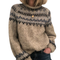 Pull en Laine Beige à Motifs pour Femme
