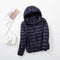 Doudoune matelassée à capuche pour femme, bleu marine
