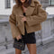 Manteau en laine marron pour femme, style court et ample