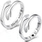 Silver ring with an intertwined arms design and romantic engraving