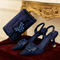 Conjunto de zapatos y bolso para mujer: zapatos de tacón de punta fina adornados con cristales y bolso de mano
