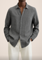 Chemise en lin gris à manches longues pour homme