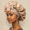 Turban en satin beige avec nœud décoratif pour femme
