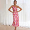 Robe asymétrique à fleurs roses pour femme