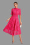 Robe midi en dentelle avec corsage ajusté et détails de motifs délicats pour femme
