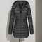 Doudoune longue noire avec capuche amovible pour femme