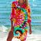 Πολύχρωμο μακρυμάνικο φόρεμα παραλίας tie-dye