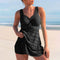 Costume da bagno intero nero con gonna in pizzo per donna