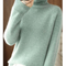 Maglione da donna in lana a collo alto verde menta