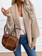 Gilet da donna in maglia beige con borsa a tracolla marrone