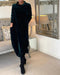 Robe longue en velours vert foncé avec poches pour femme