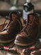Bottes en cuir marron pour homme avec lacets