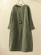 Robe en velours côtelé vert pour femme, manches longues