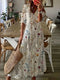 Robe longue à manches courtes imprimée florale pour femme