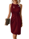Robe Femme Sans Manches Rouge avec Nœud Frontal