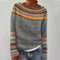 Pull en Laine Gris à Motifs Multicolores pour Femme
