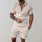 Combinaison Homme Beige à Motifs Géométriques Manches Courtes