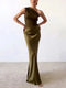 Robe Maxi Asymétrique à Une Épaule avec Top Drapé et Fronces
