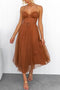 Robe Midi Corset avec Jupe en Tulle