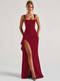 Robe Maxi à Encolure Carrée avec Fente Haute