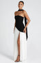 Strapless Maxi Dress with Asymmetrical Top and Side Slit