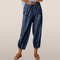Pantalon décontracté femme bleu avec poches et boutons