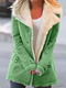 Cappotto in pile di lana verde da donna con collo ampio