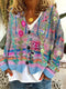 Cardigan en laine multicolore à motifs floraux pour femme