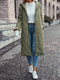 Manteau long matelassé à capuche pour femme vert kaki
