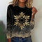 Women's black long-sleeved sweatshirt with a gold snowflake pattern