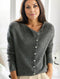 Cardigan grigio in lana con bottoni da donna