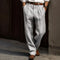 Pantaloni da uomo in lino grigio con cintura marrone