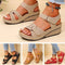 Sandales compensées en cuir pour femme, multicolores