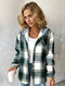 Chemise à carreaux verte et blanche pour femme